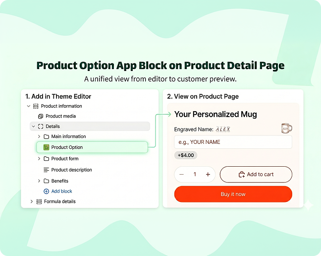 Interactive option set app blocks